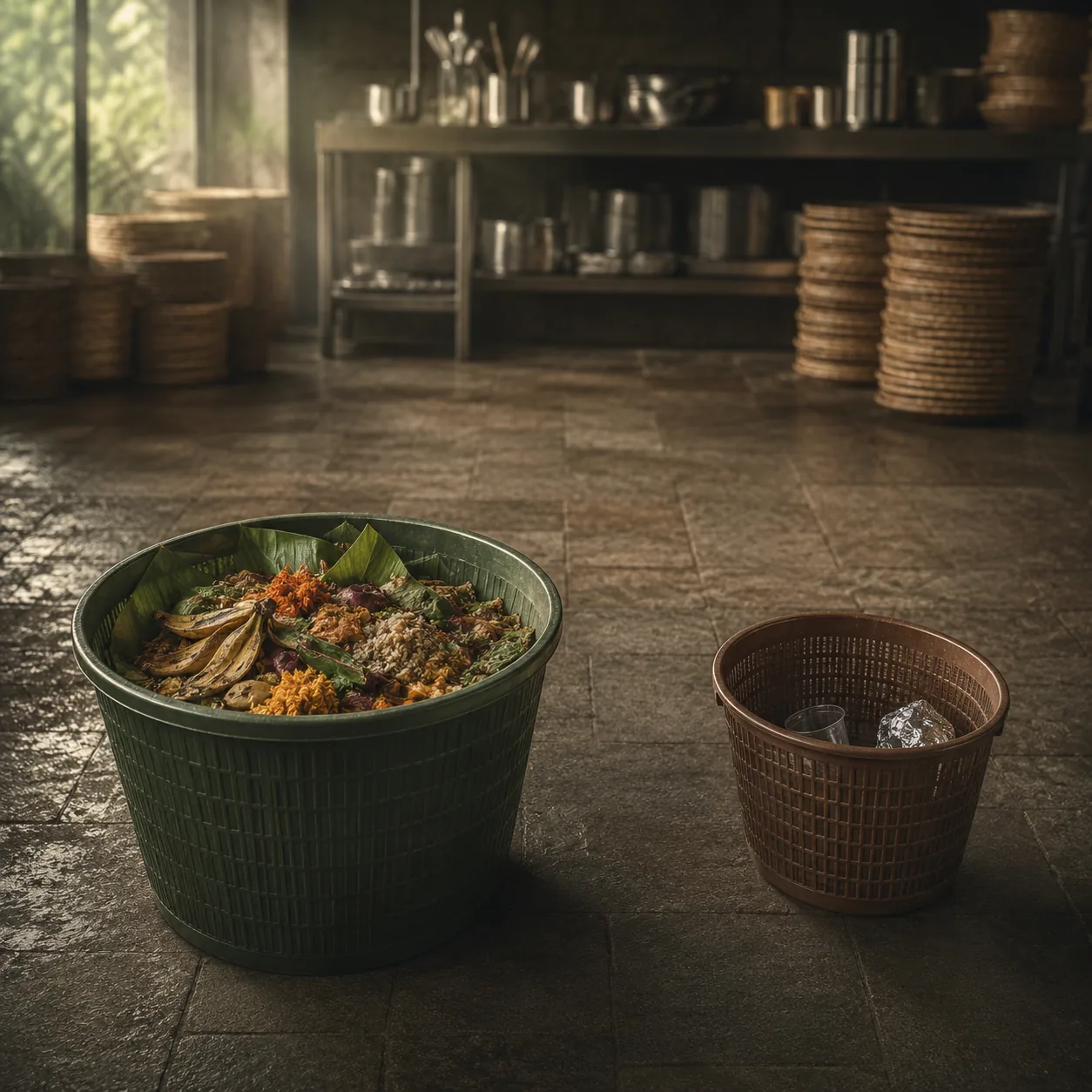 Organic celebration waste separated from non-compostable material
