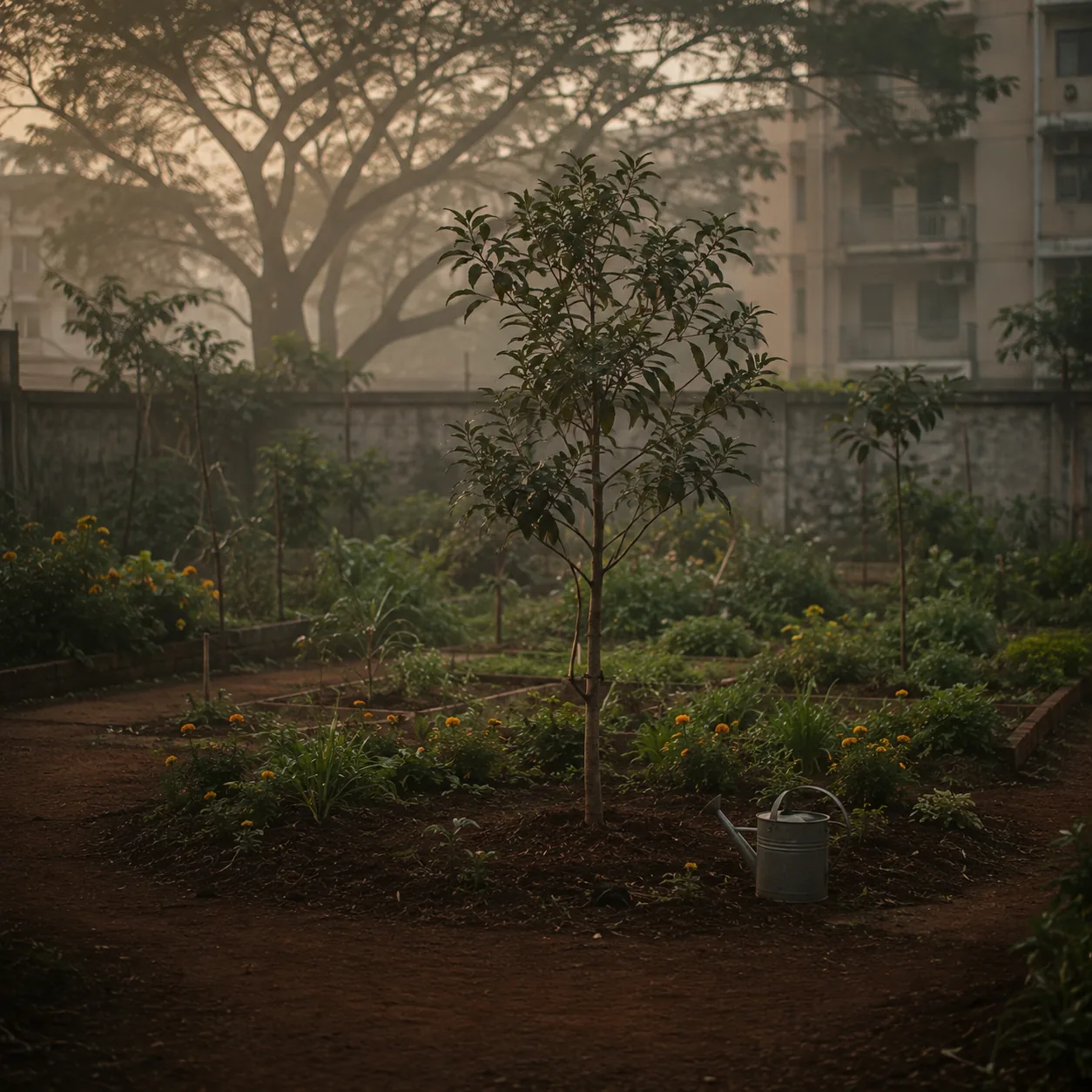 A regenerated neighbourhood garden in Bengaluru